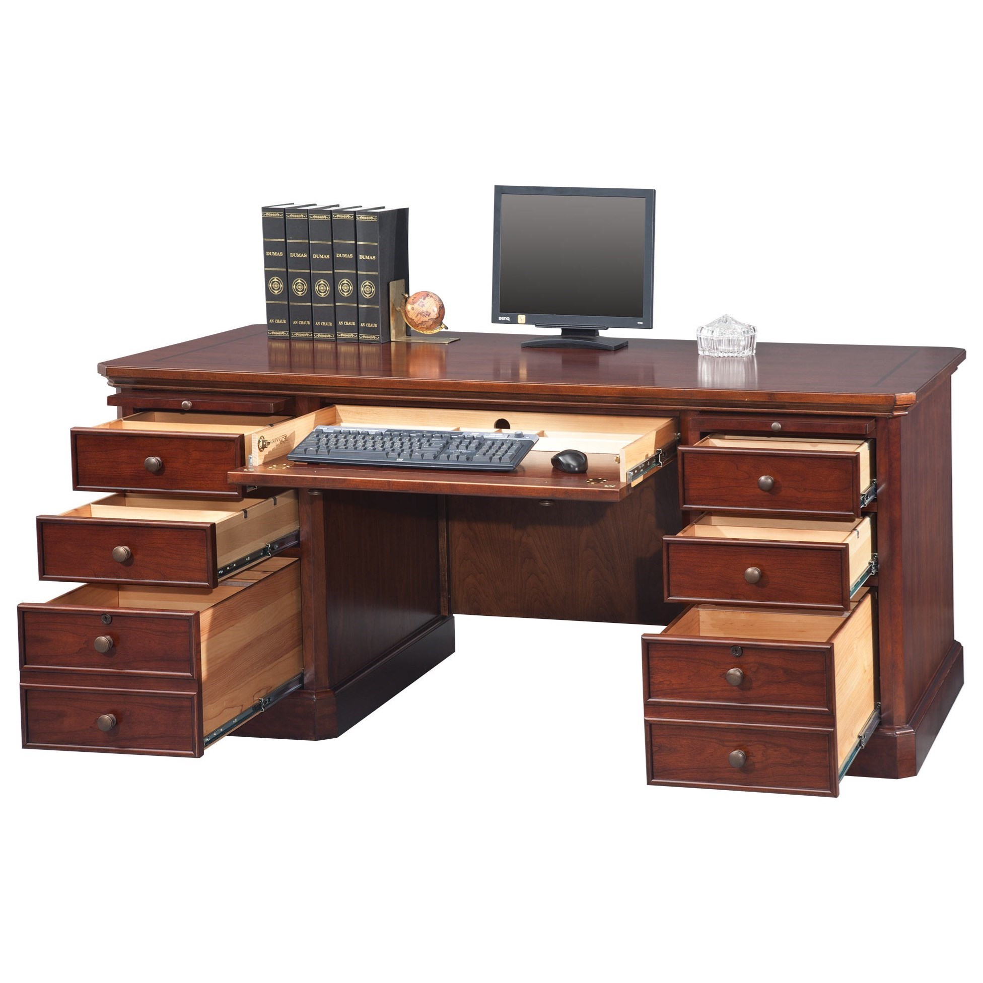 Computer desk with locking on sale cabinets